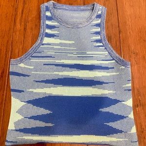 High neck blue y2k crop top